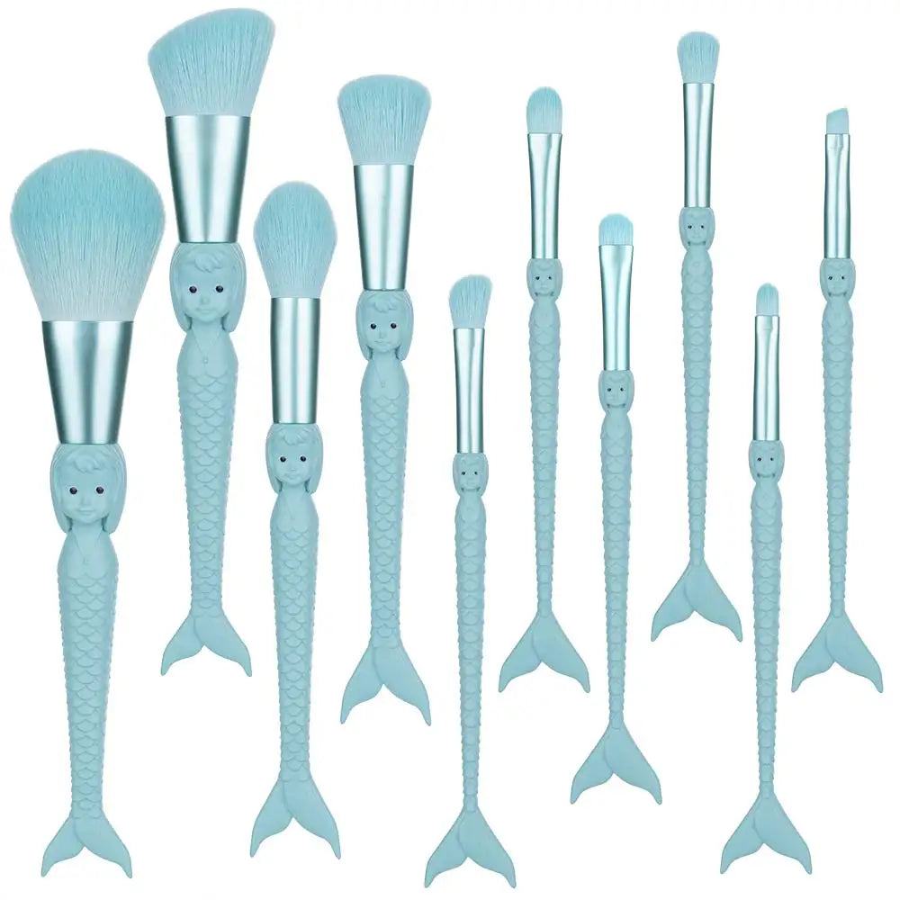 10-Piece Mermaid Makeup Brush Set